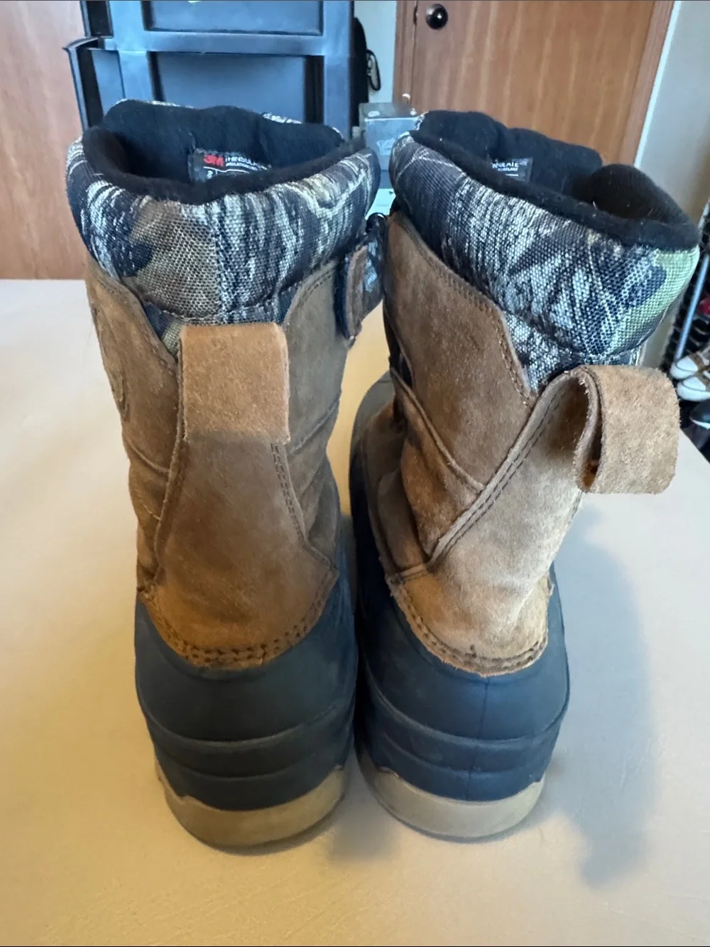 Ozark Trail Brown and Black Men's Rain & Snow Boots with Camouflage Upper
